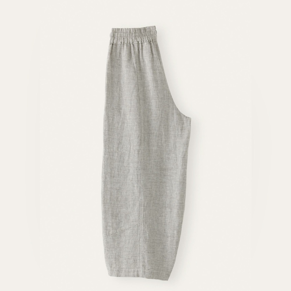 Poetry High-Twist Linen Drawstring Trousers | Size Small | Light Grey - Picture 3 of 8